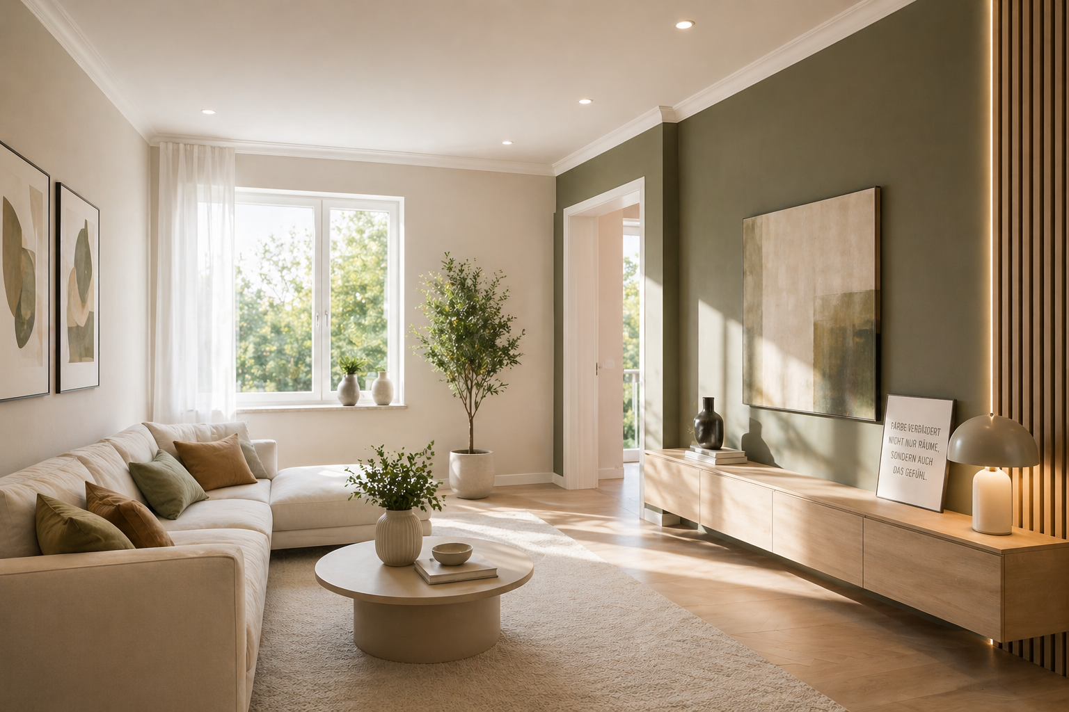 Modern gestalteter Raum mit hochwertigem Farbkonzept